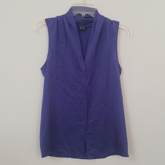 Theory Top Womens S Silk Shell V Neck Shawl Collar Career Office Quiet Luxury - Picture 1 of 7